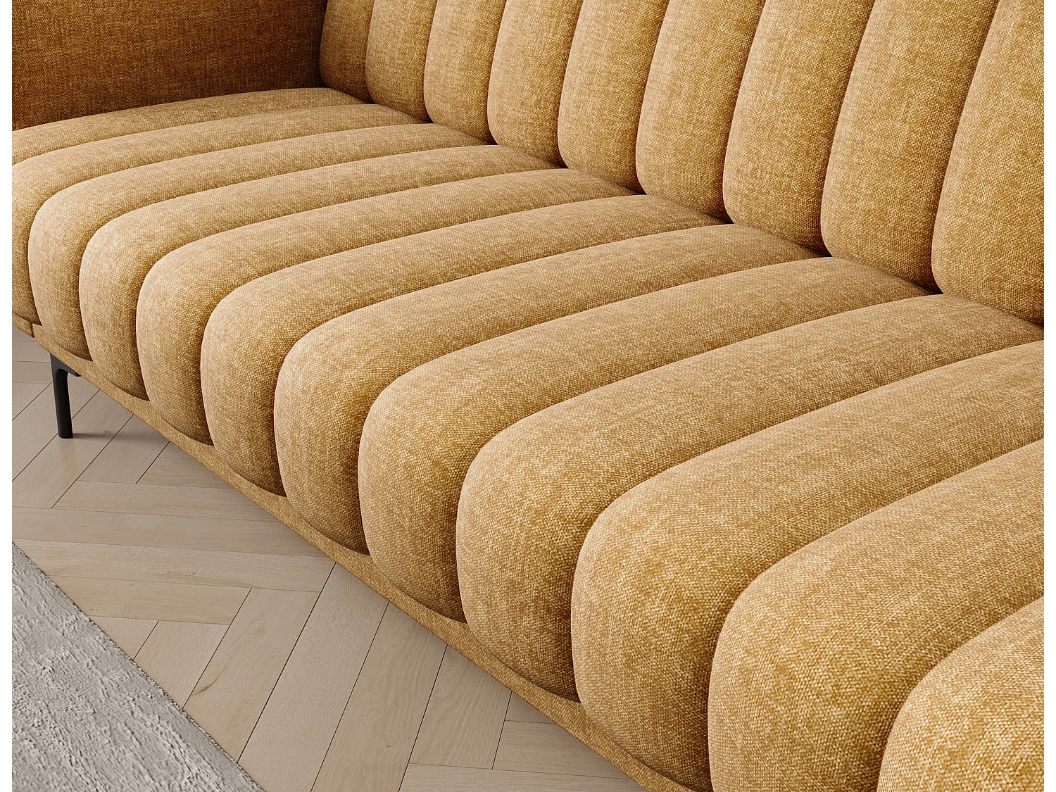 Canapé lit ROMY – Design moderne avec coffre de rangement intégré-Jaune