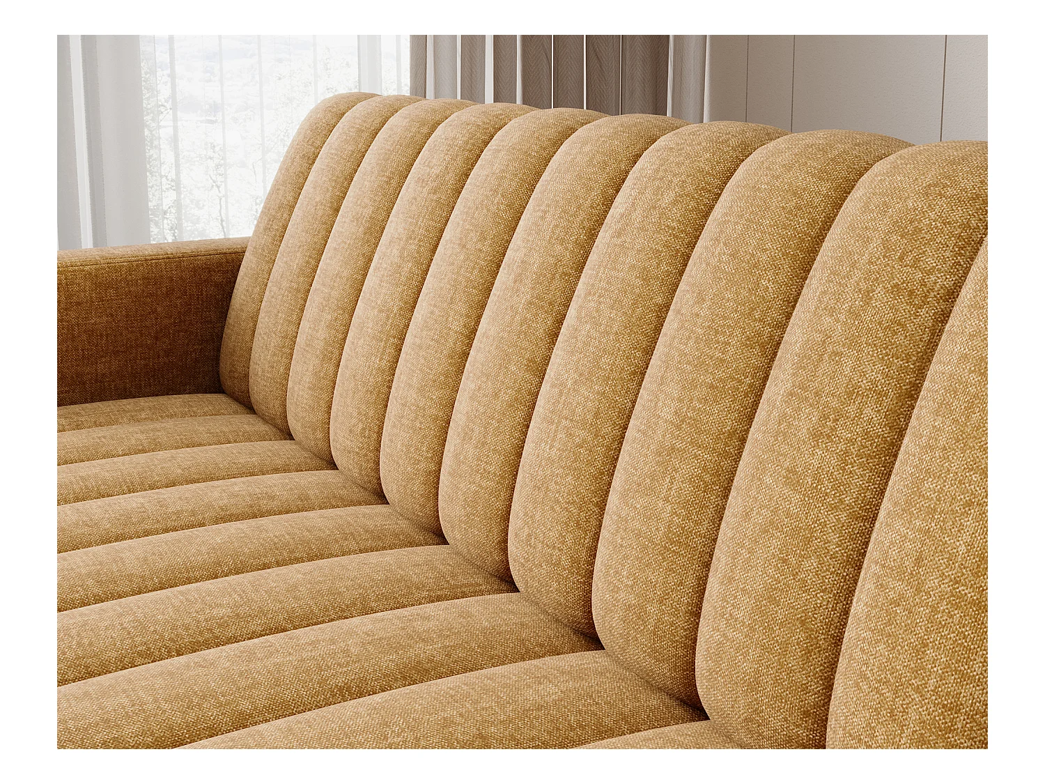 Canapé lit ROMY – Design moderne avec coffre de rangement intégré-Jaune