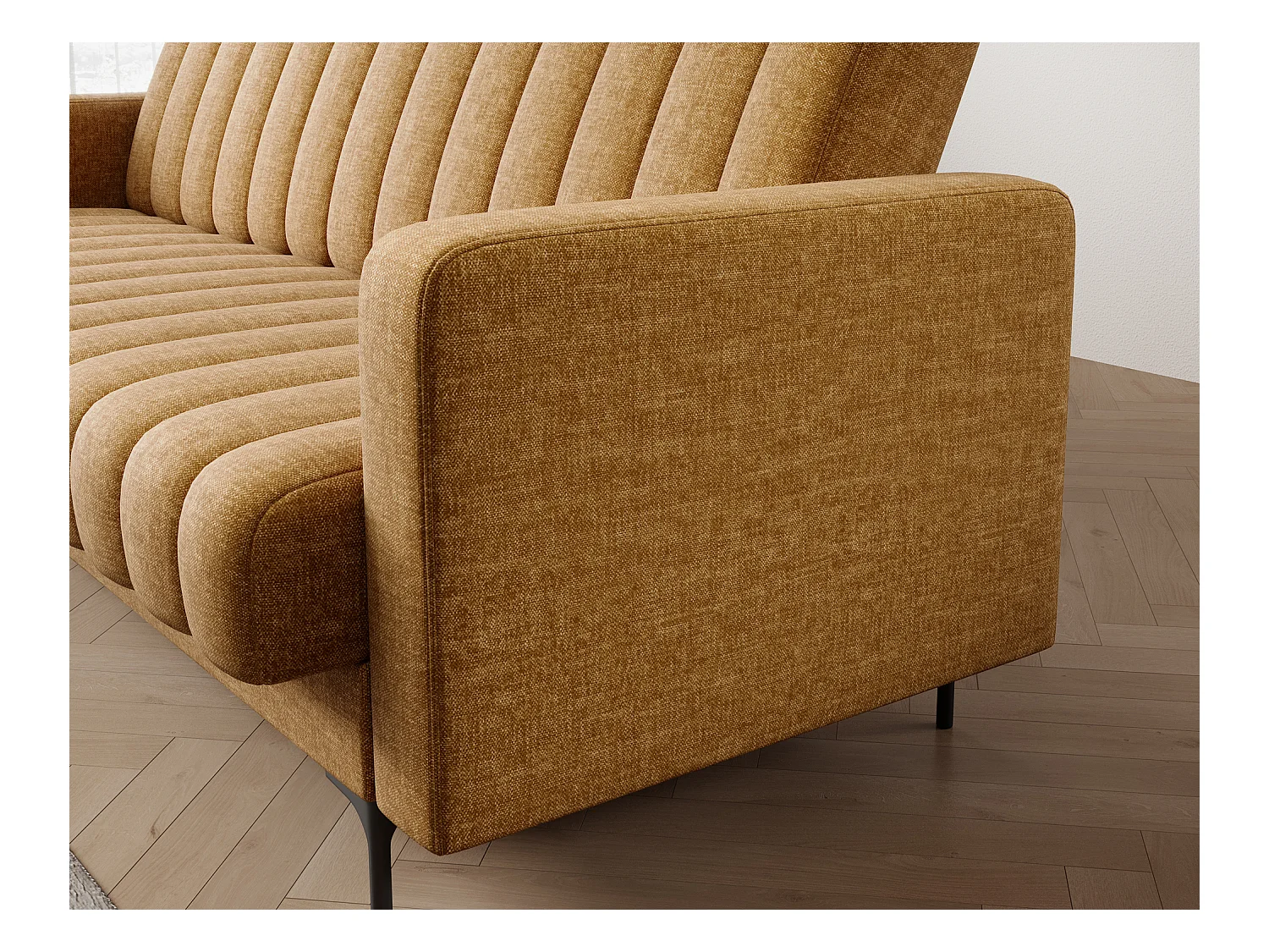 Canapé lit ROMY – Design moderne avec coffre de rangement intégré-Jaune