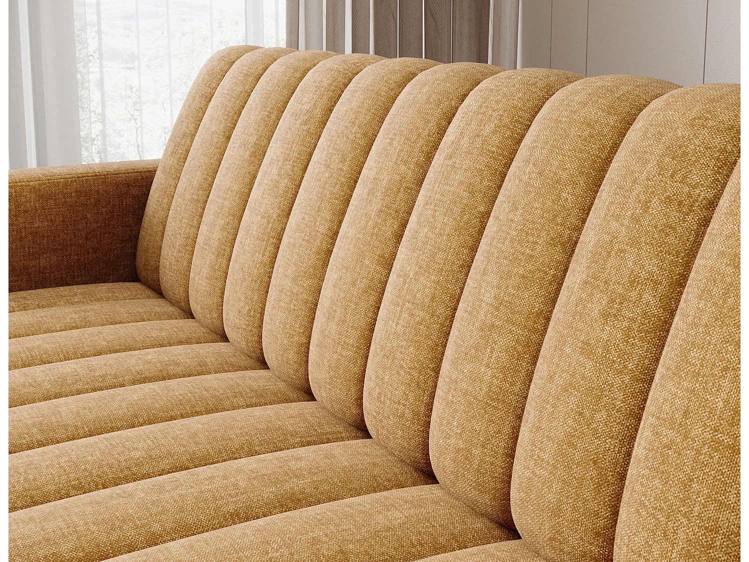 Canapé lit ROMY – Design moderne avec coffre de rangement intégré-Jaune