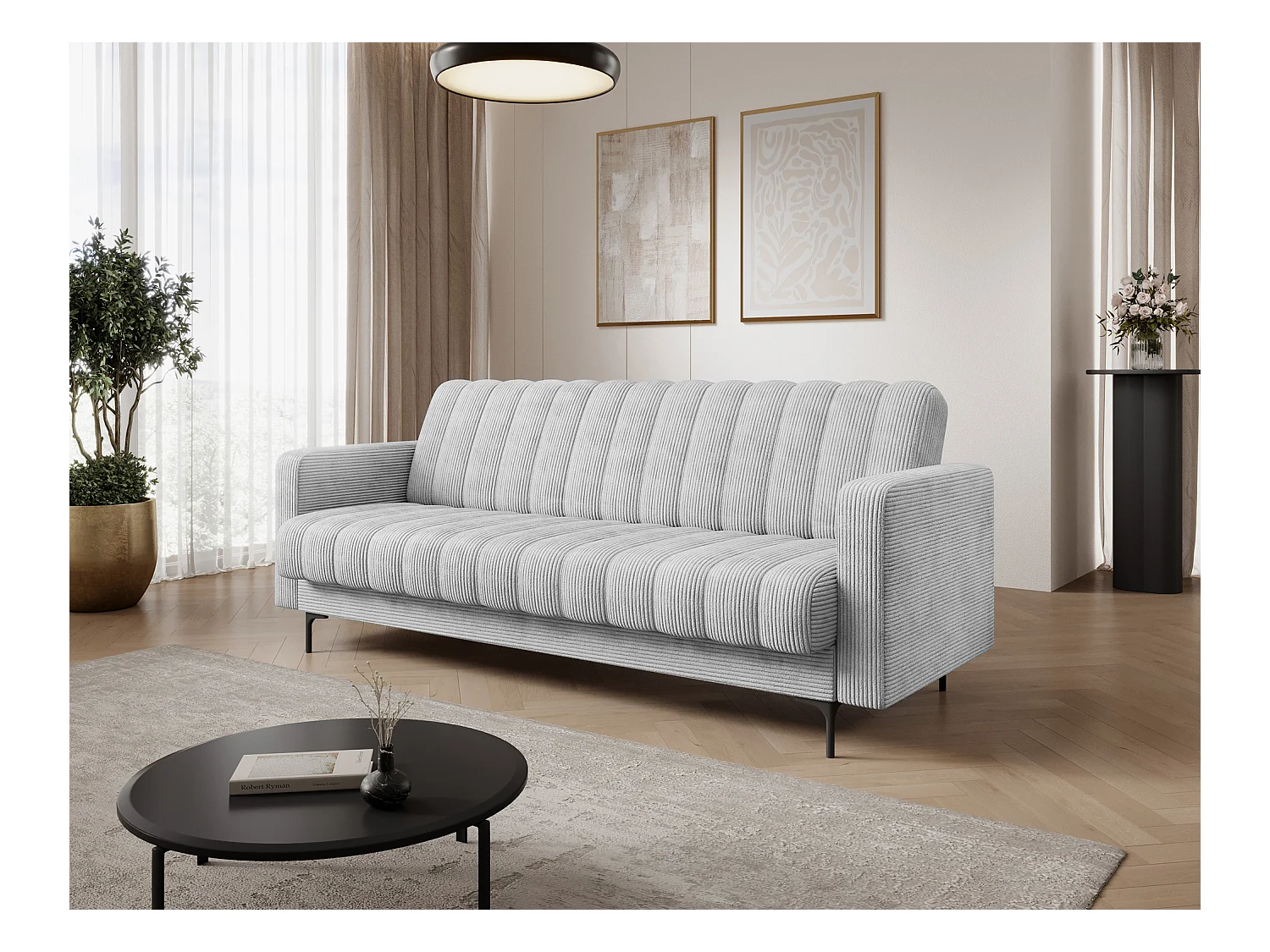 Canapé lit ROMY – Design moderne avec coffre de rangement intégré-Blanc