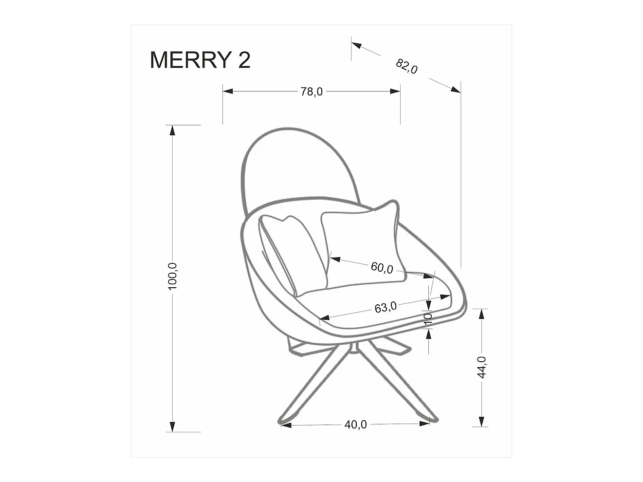 Fauteuil Merry/revêtement tissu/coussin/Beige