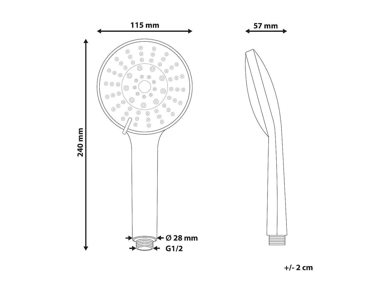 Kit de pommeau de douche avec tuyau flexible UCHIZA 5 modes Argenté