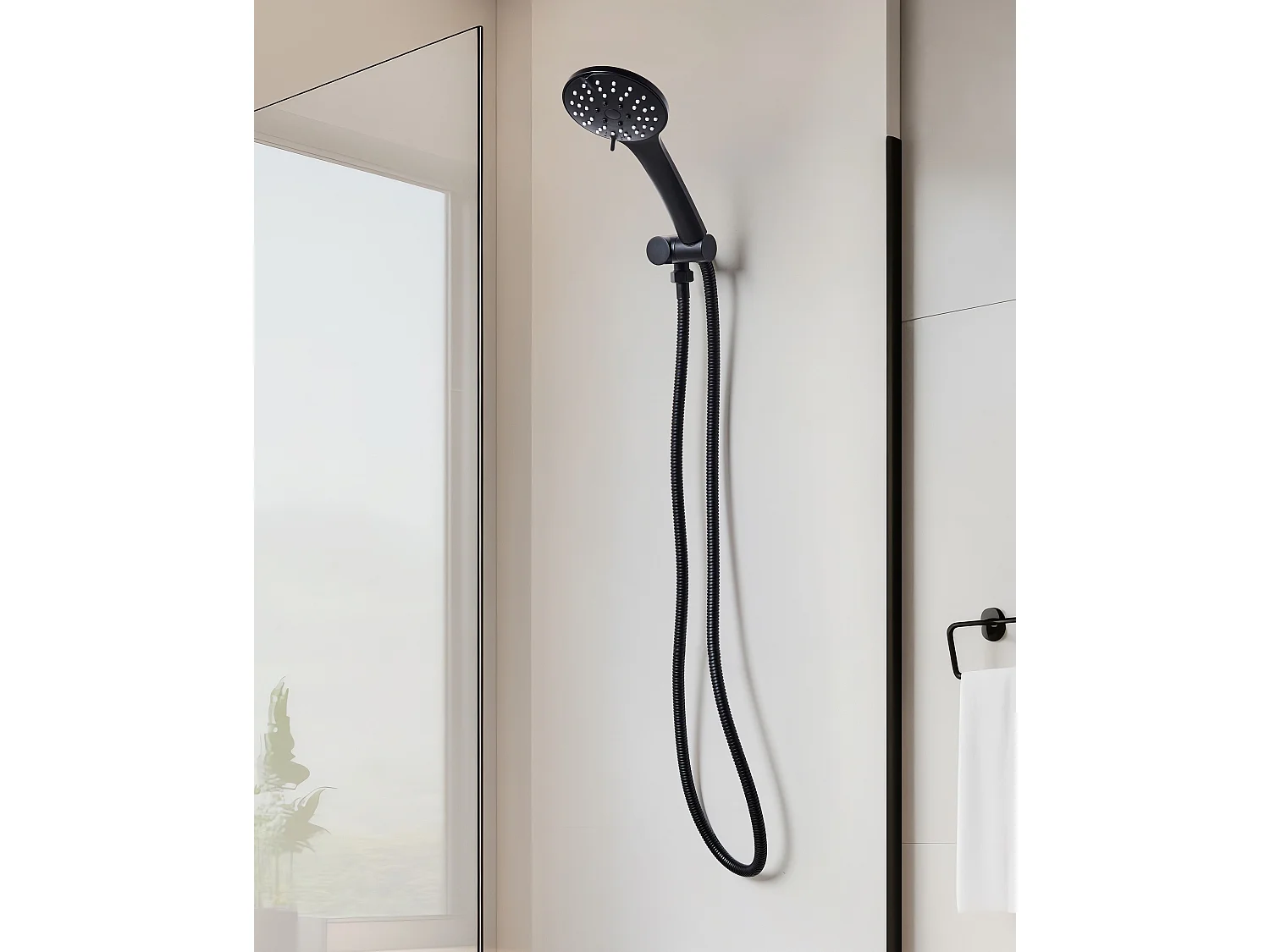 Kit de pommeau de douche avec tuyau flexible CHURUN 4 modes Noir