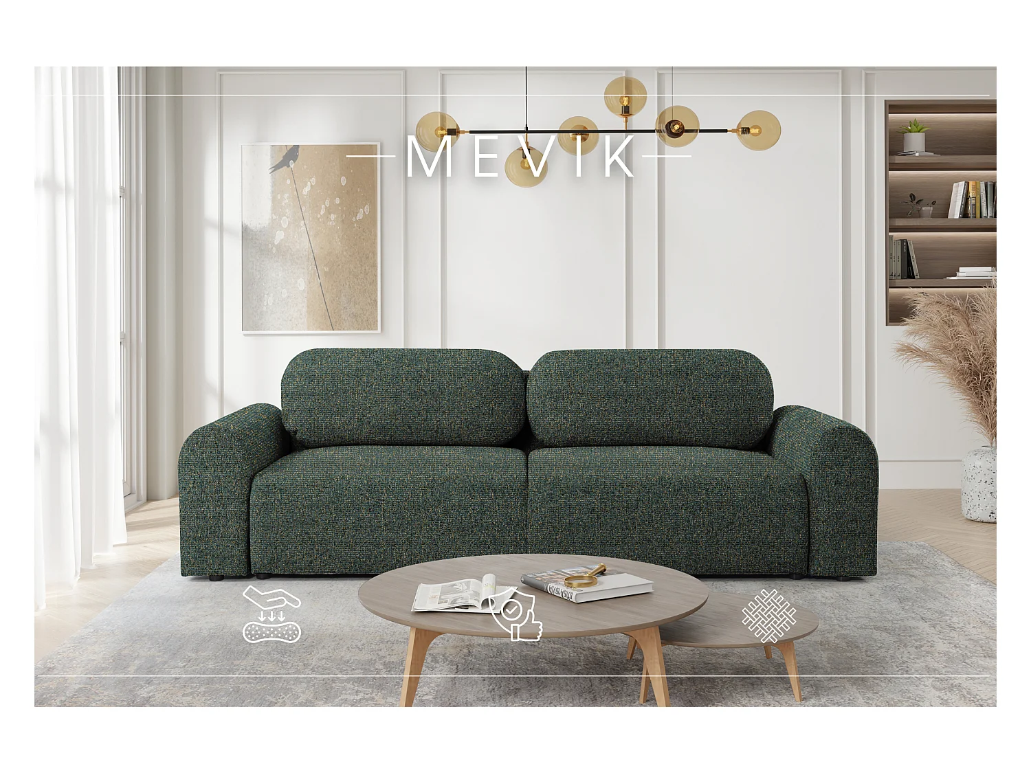 SOFA avec fonction de couchage Mevik, effet chiné, Puente 37 – vert