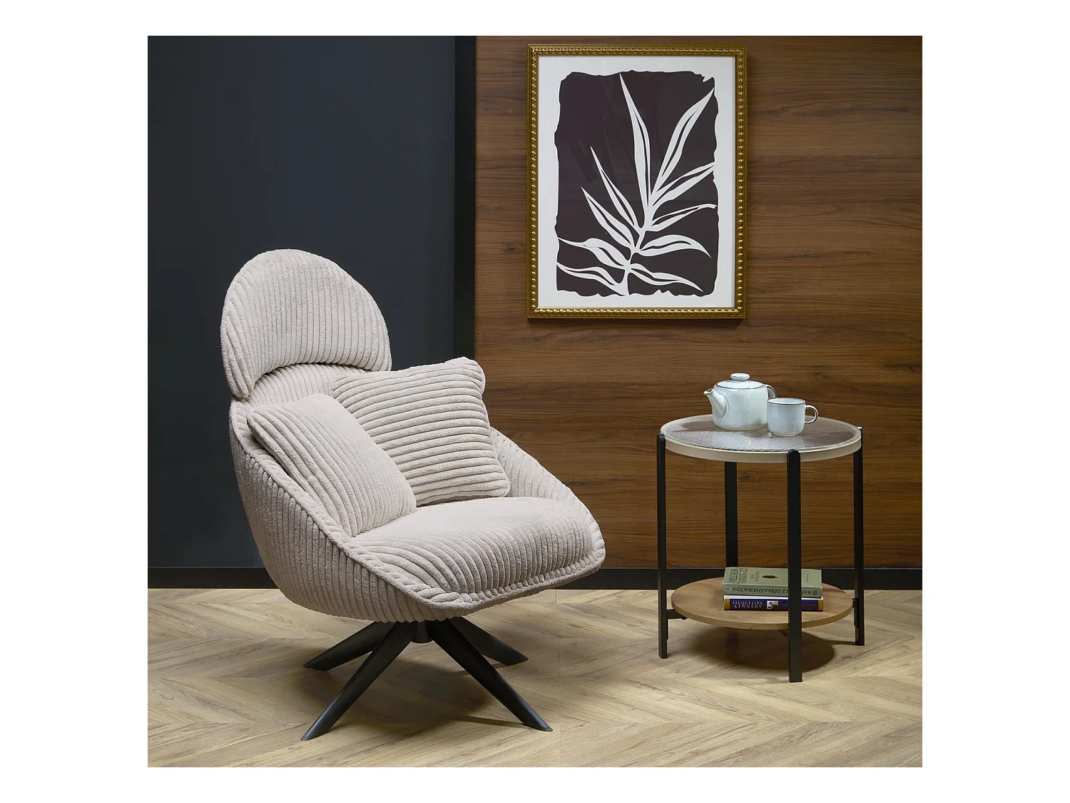 Fauteuil Merry/revêtement tissu/coussin/Gris