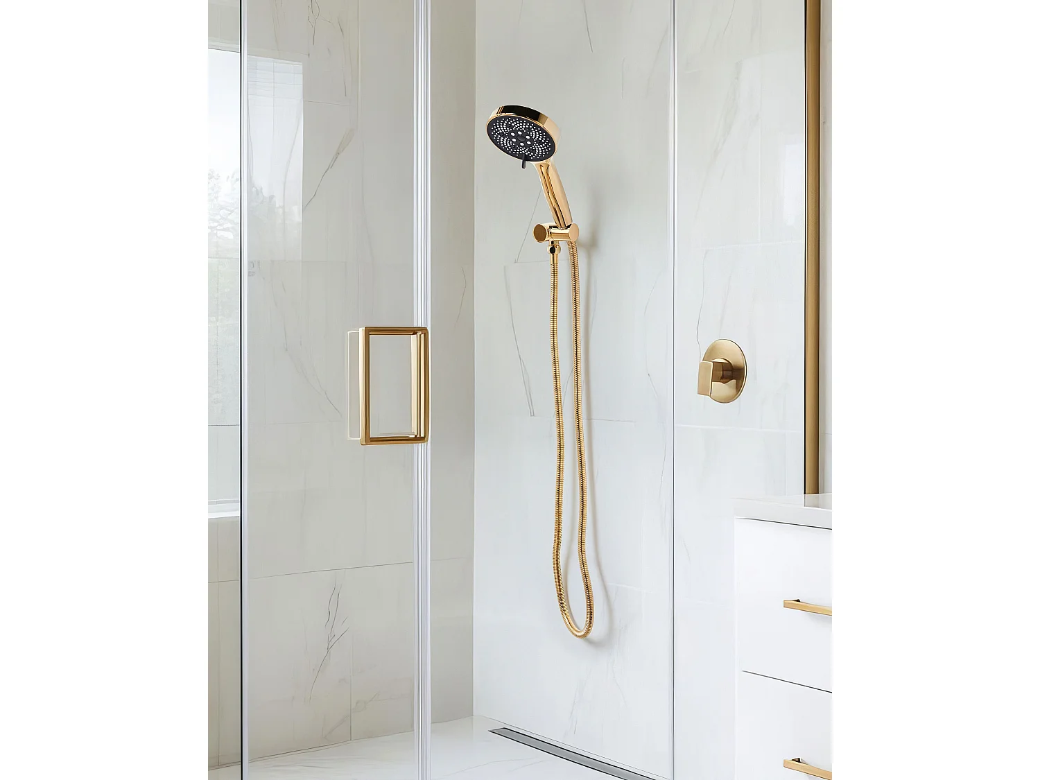 Kit de pommeau de douche avec tuyau flexible ICHMA 5 modes Doré