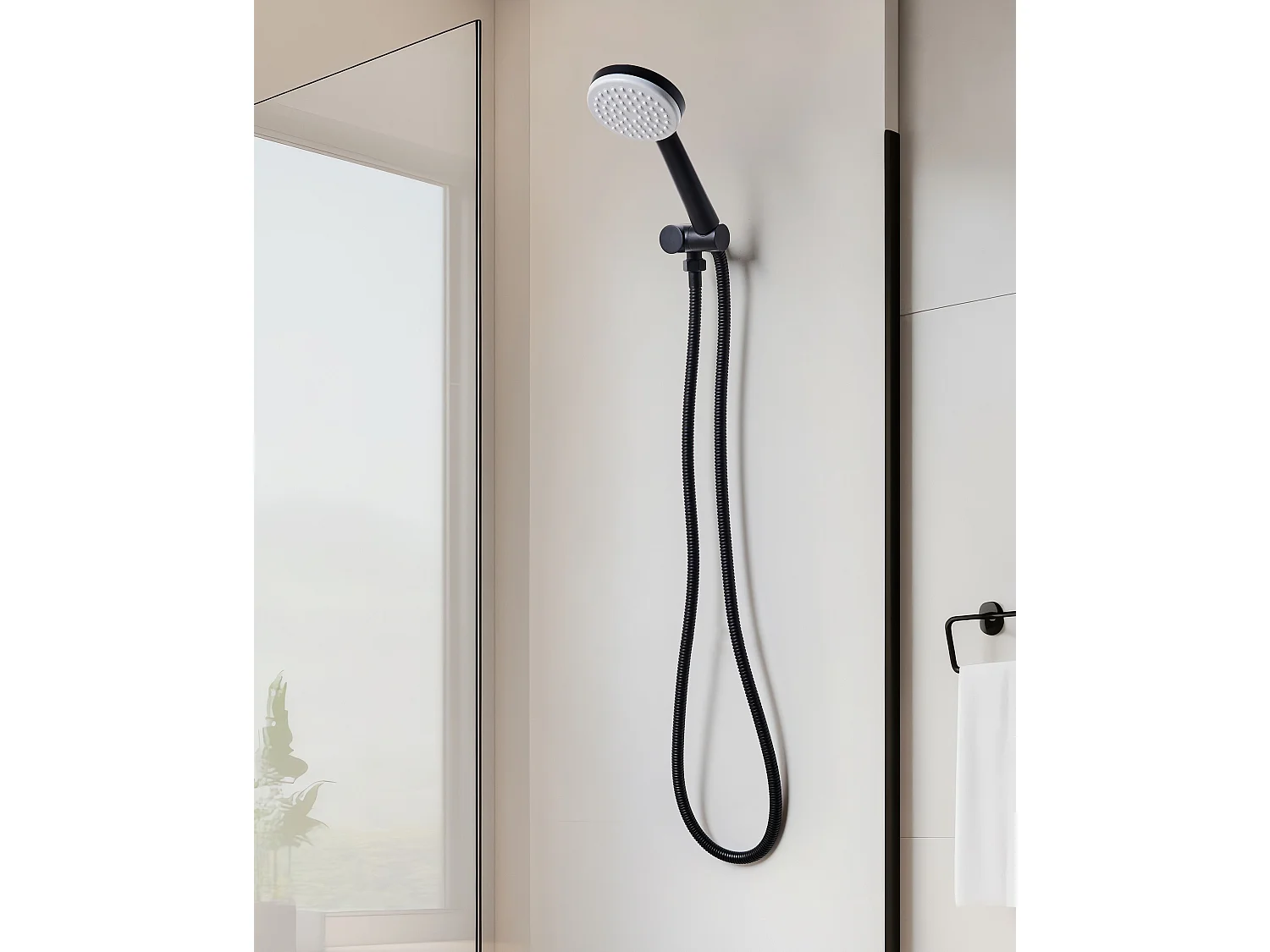 Kit de pommeau de douche avec tuyau flexible AYPATE Noir