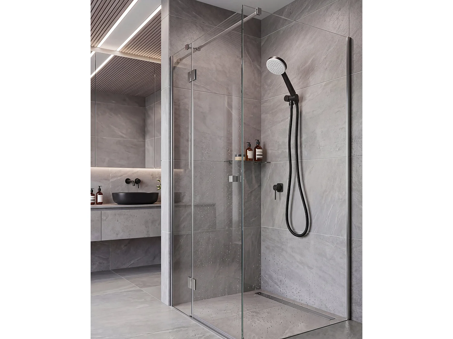 Shower Head and Hose Kit AYPATE Black