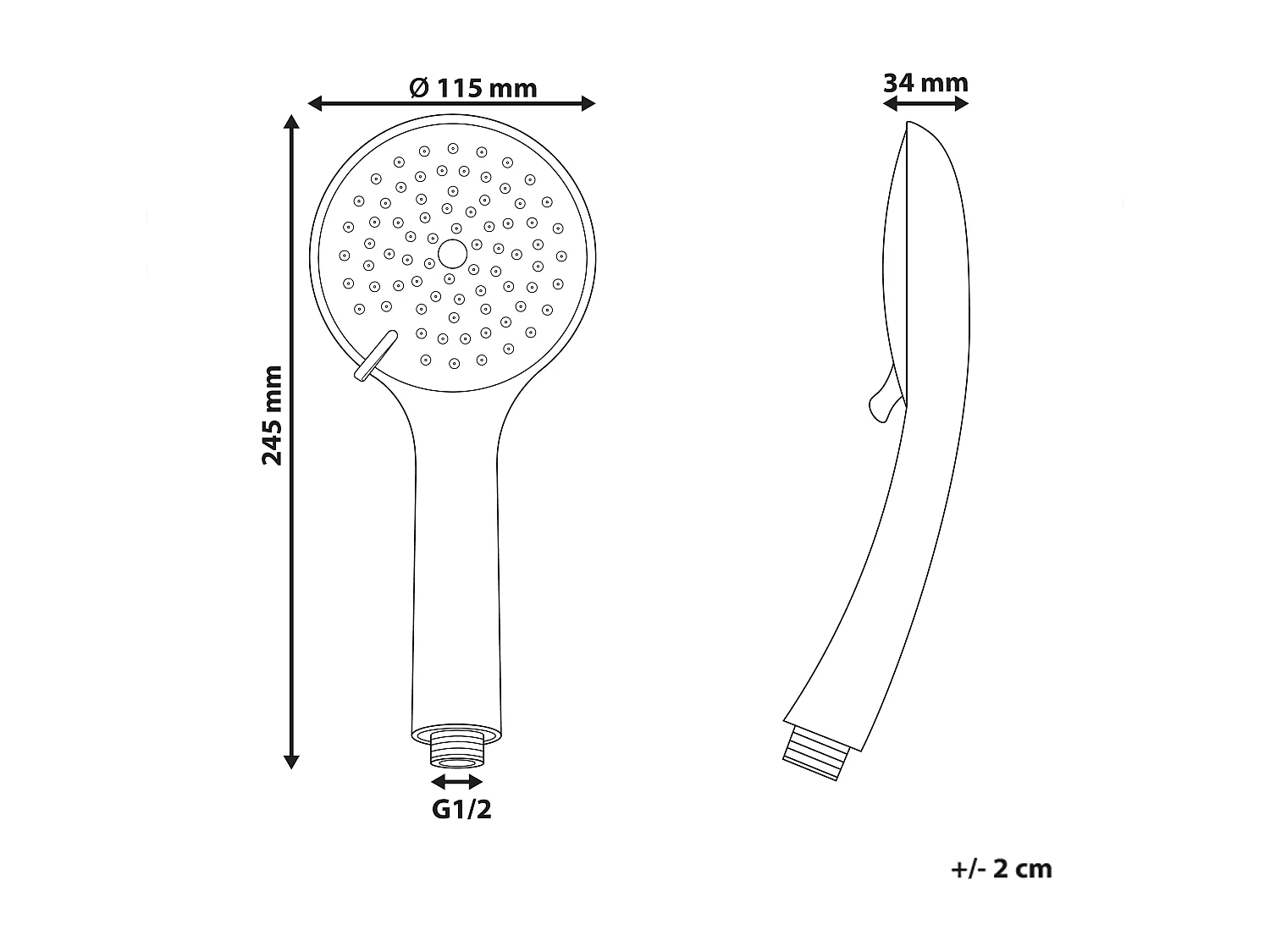 Kit de pommeau de douche avec tuyau flexible TARMA 4 modes Noir