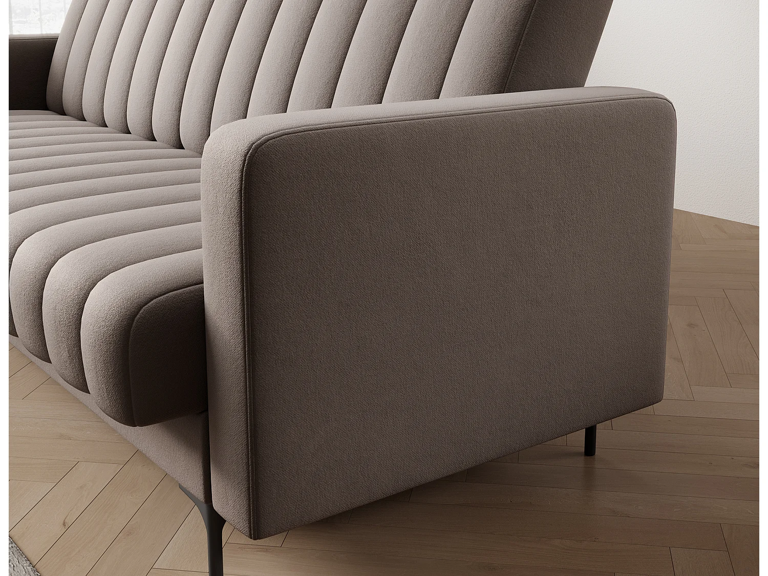 Canapé lit ROMY – Design moderne avec coffre de rangement intégré-Taupe