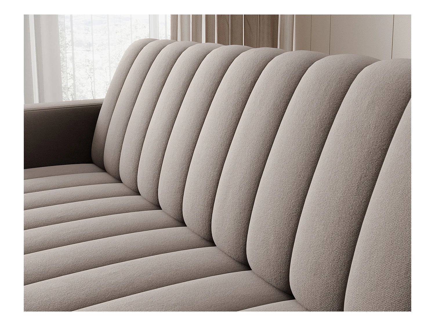 Canapé lit ROMY – Design moderne avec coffre de rangement intégré-Taupe