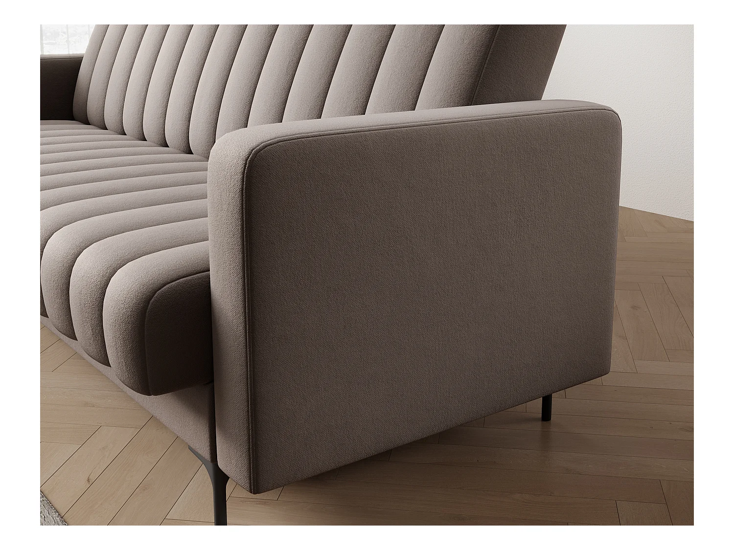 Canapé lit ROMY – Design moderne avec coffre de rangement intégré-Taupe