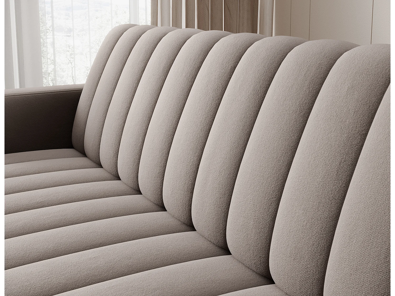 Canapé lit ROMY – Design moderne avec coffre de rangement intégré-Taupe