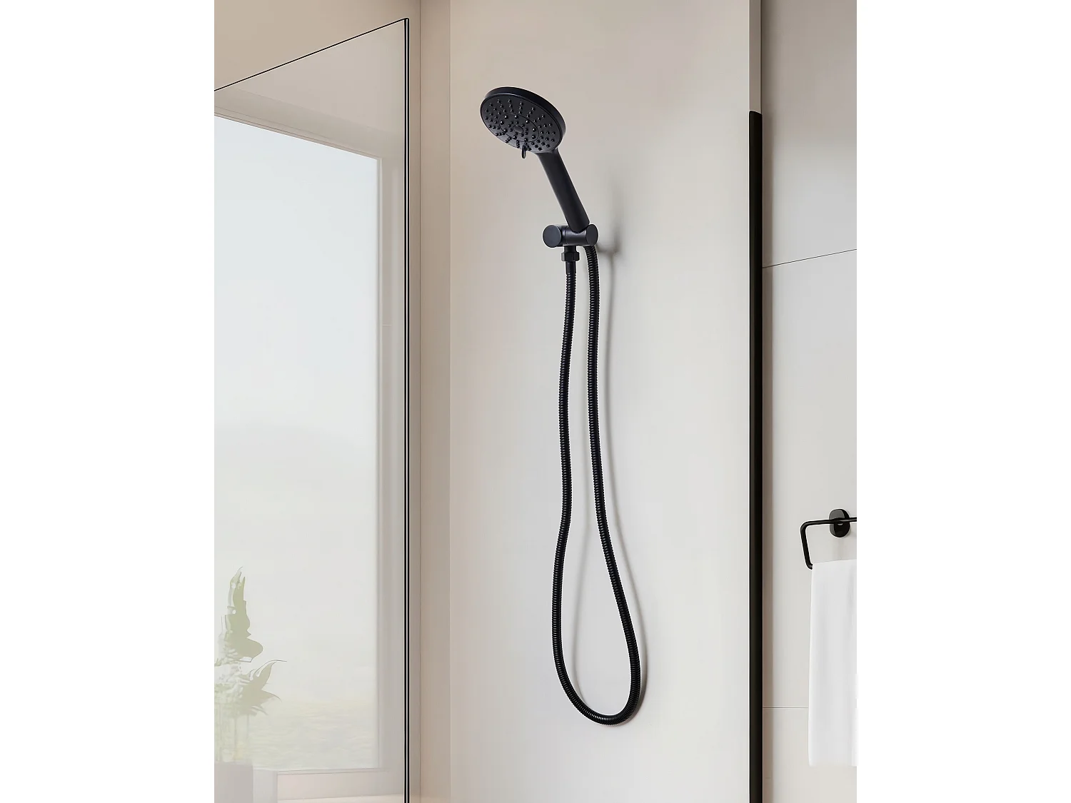 Kit de pommeau de douche avec tuyau flexible UCHIZA 5 modes Noir