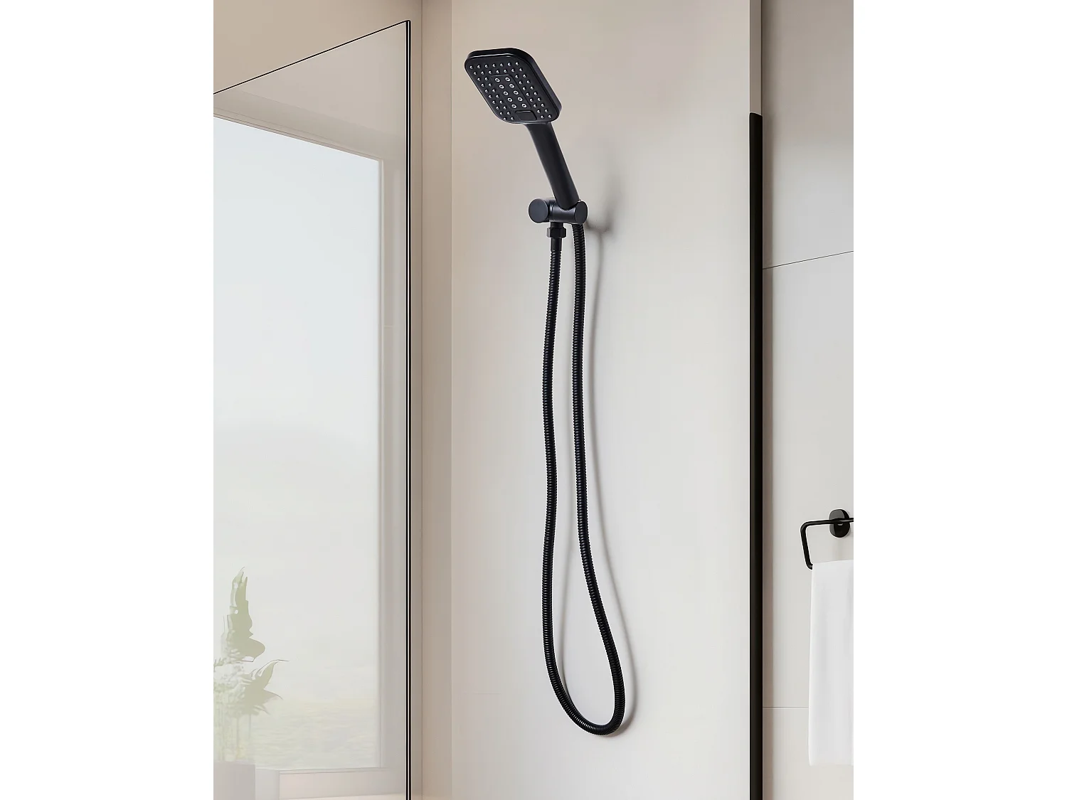 Kit de pommeau de douche avec tuyau flexible TINGO 4 modes Noir