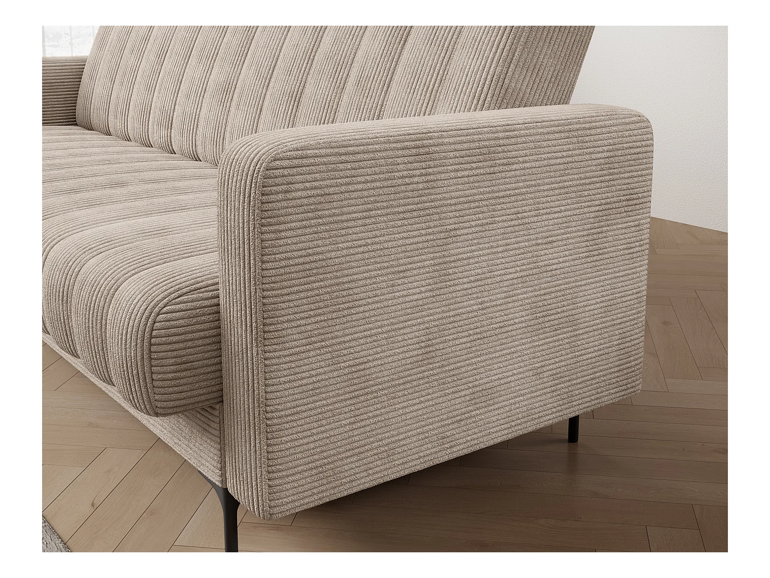 Canapé lit ROMY – Design moderne avec coffre de rangement intégré-Beige clair