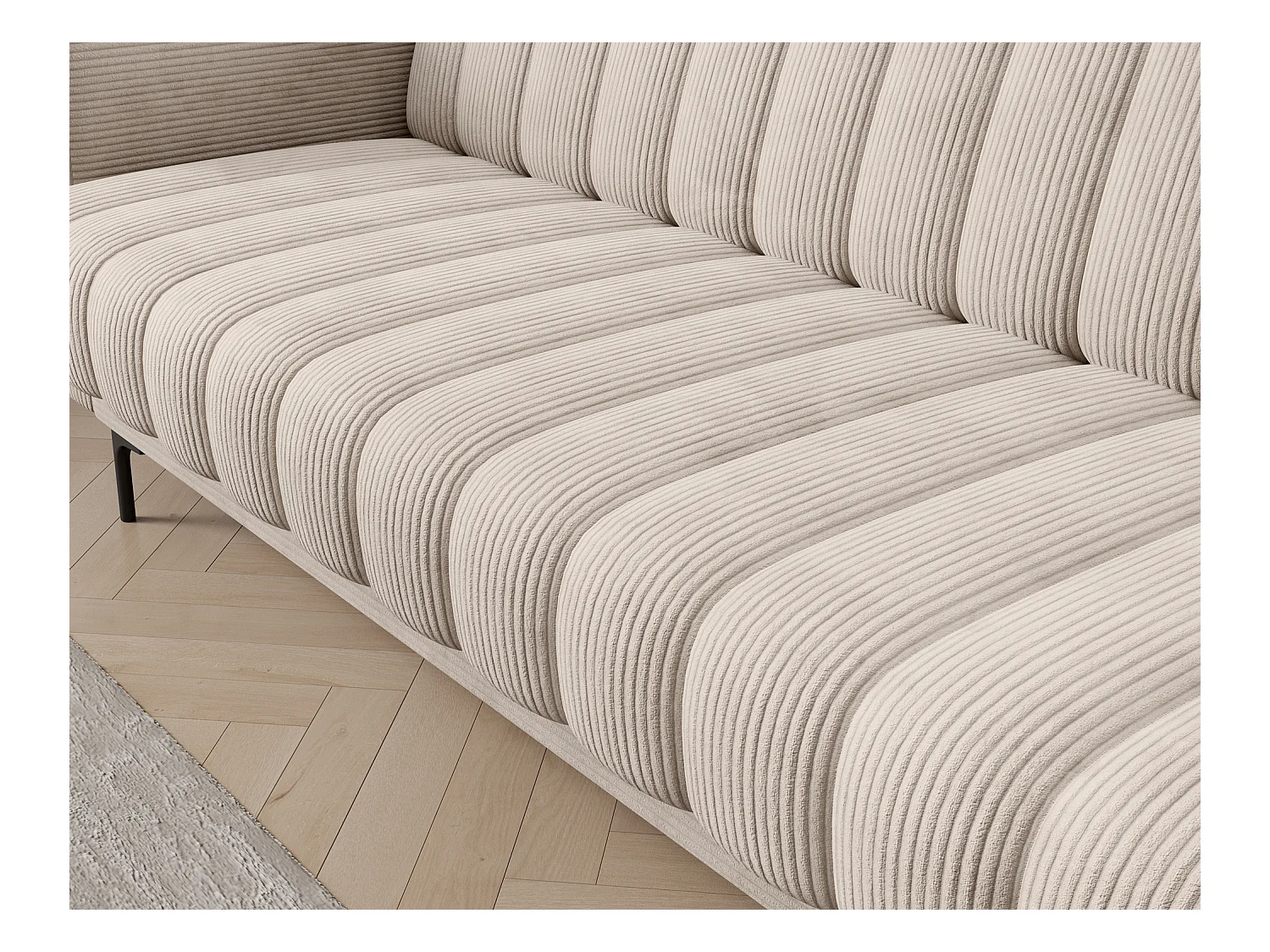 Canapé lit ROMY – Design moderne avec coffre de rangement intégré-Beige clair