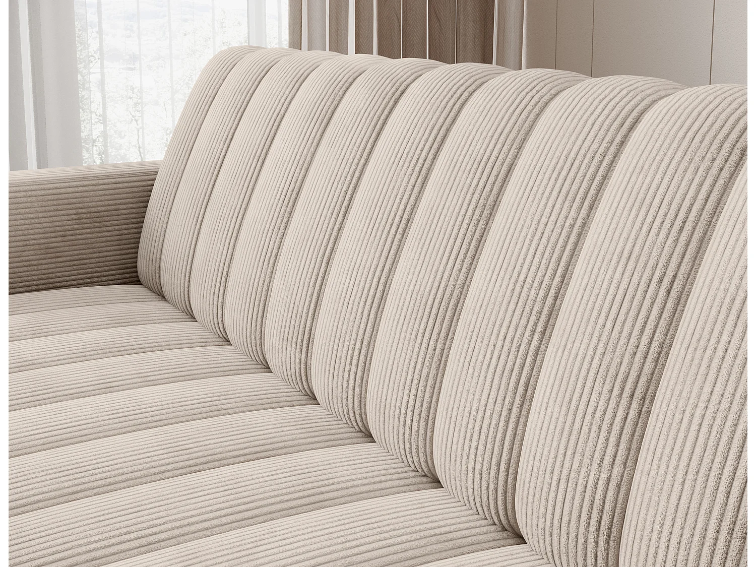 Canapé lit ROMY – Design moderne avec coffre de rangement intégré-Beige clair