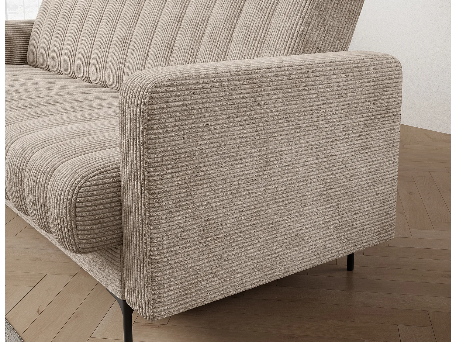 Canapé lit ROMY – Design moderne avec coffre de rangement intégré-Beige clair