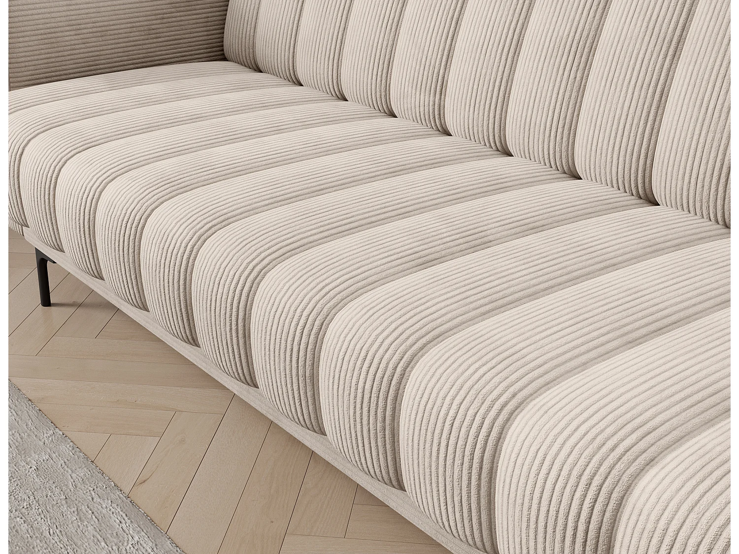 Canapé lit ROMY – Design moderne avec coffre de rangement intégré-Beige clair