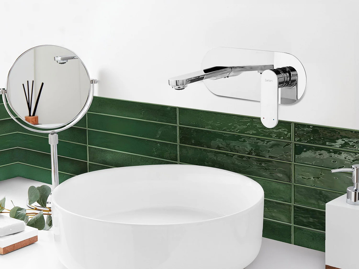 Robinet de lavabo mural CHAPALA Laiton Argenté