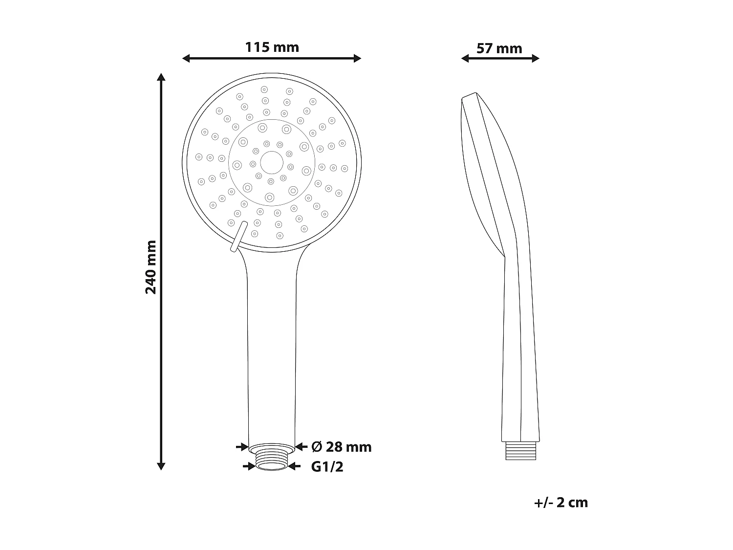 Kit de pommeau de douche avec tuyau flexible UCHIZA 5 modes Doré