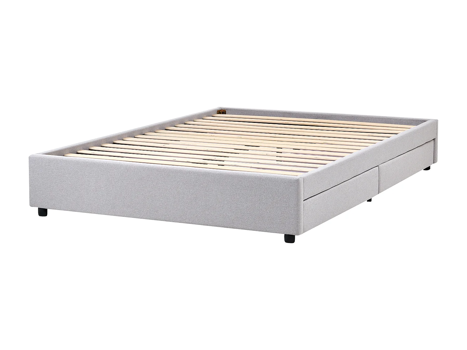 Lit avec tiroirs de rangement sans tête de lit Tissu PRADES 160 x 200 cm Gris clair