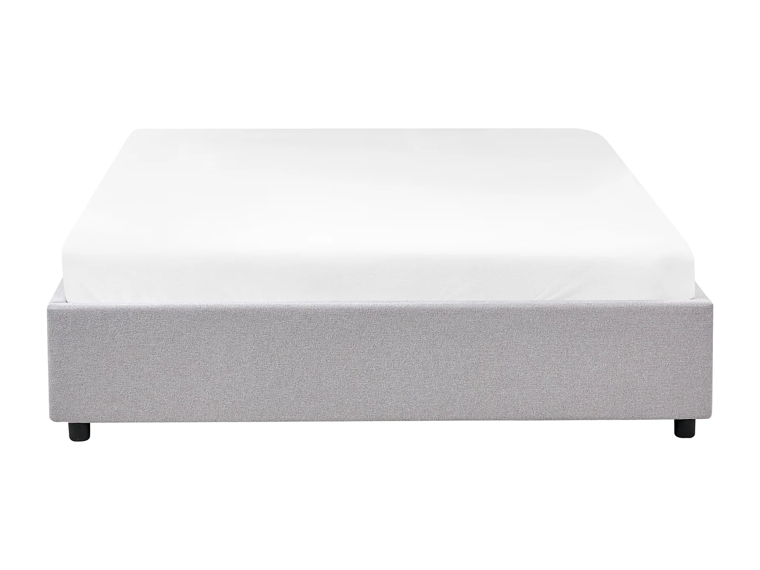 Lit avec tiroirs de rangement sans tête de lit Tissu PRADES 160 x 200 cm Gris clair