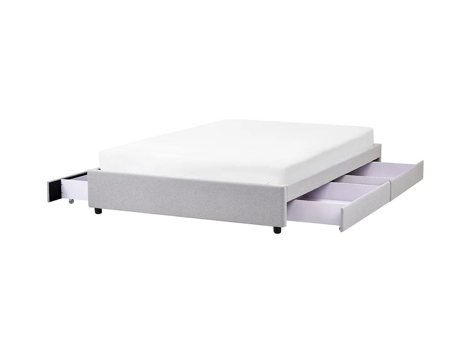 Lit avec tiroirs de rangement sans tête de lit Tissu PRADES 160 x 200 cm Gris clair