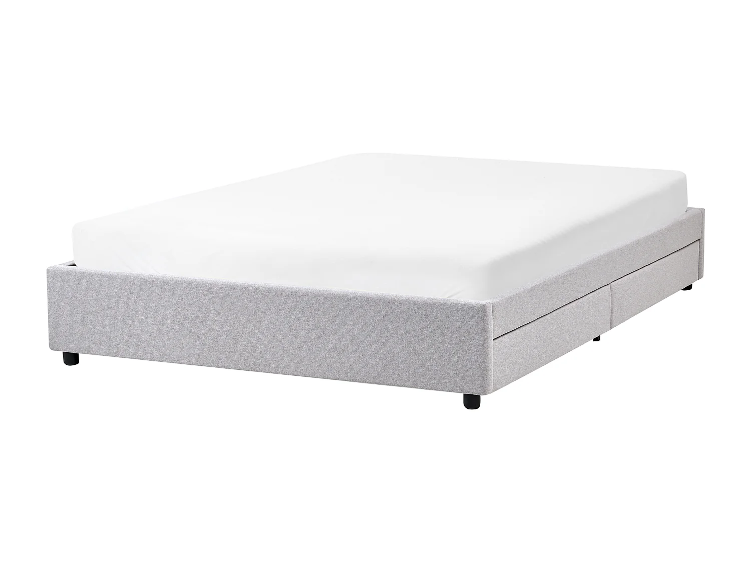 Lit avec tiroirs de rangement sans tête de lit Tissu PRADES 160 x 200 cm Gris clair