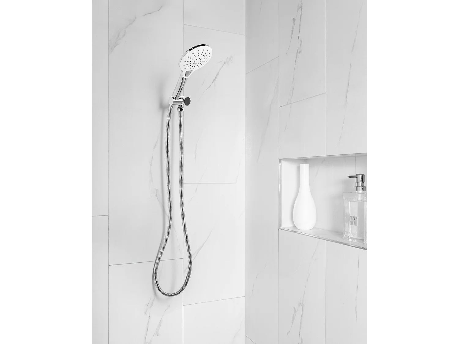 Kit de pommeau de douche avec tuyau flexible IQUIRA 4 modes Argenté