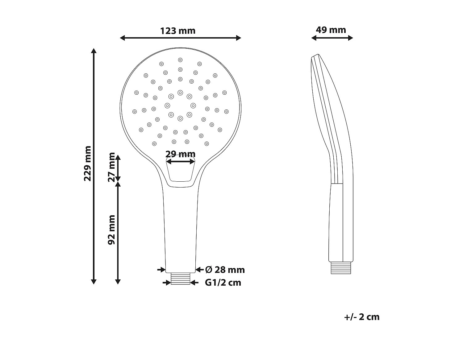 Kit de pommeau de douche avec tuyau flexible IQUIRA 4 modes Argenté