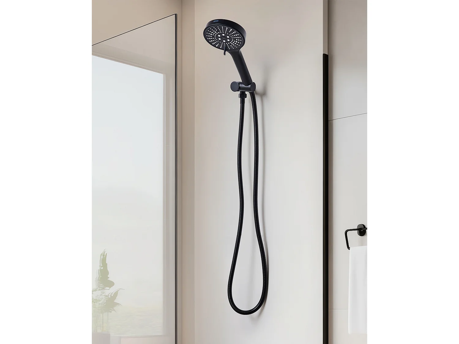 Kit de pommeau de douche avec tuyau flexible MAPIRI 6 modes Noir