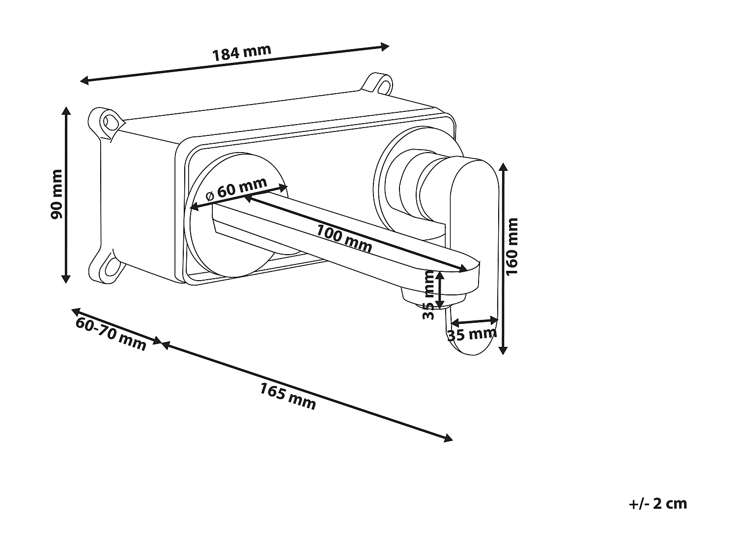 Robinet de lavabo mural GUATAVIA Laiton Noir