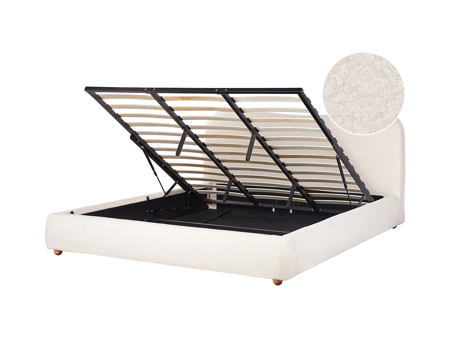 Letto contenitore Bouclé BLAGNAC 180 x 200 cm Bianco sporco