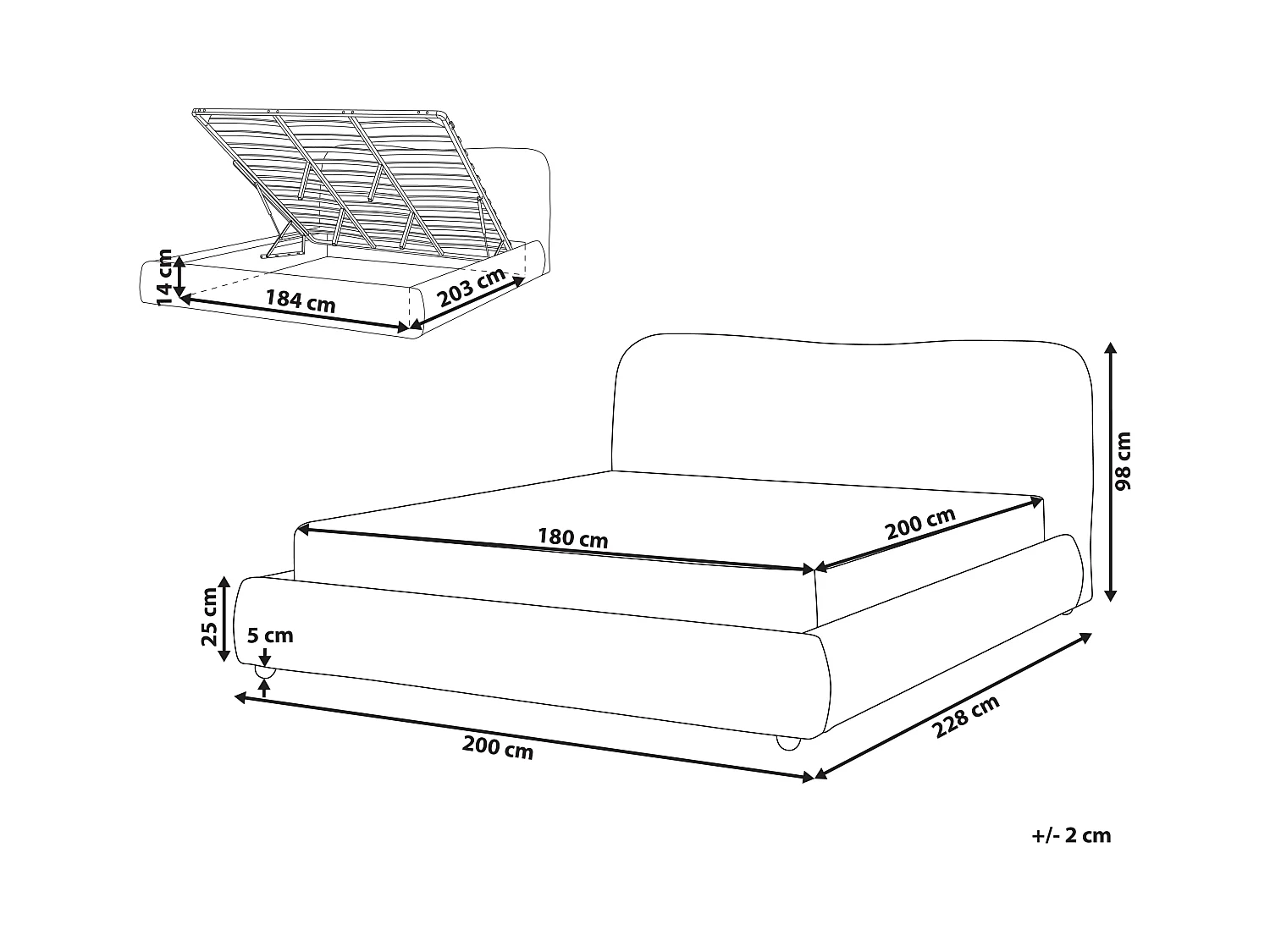 Letto contenitore Bouclé BLAGNAC 180 x 200 cm Bianco sporco