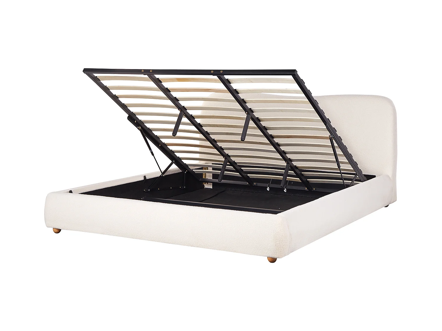 Letto contenitore Bouclé BLAGNAC 180 x 200 cm Bianco sporco