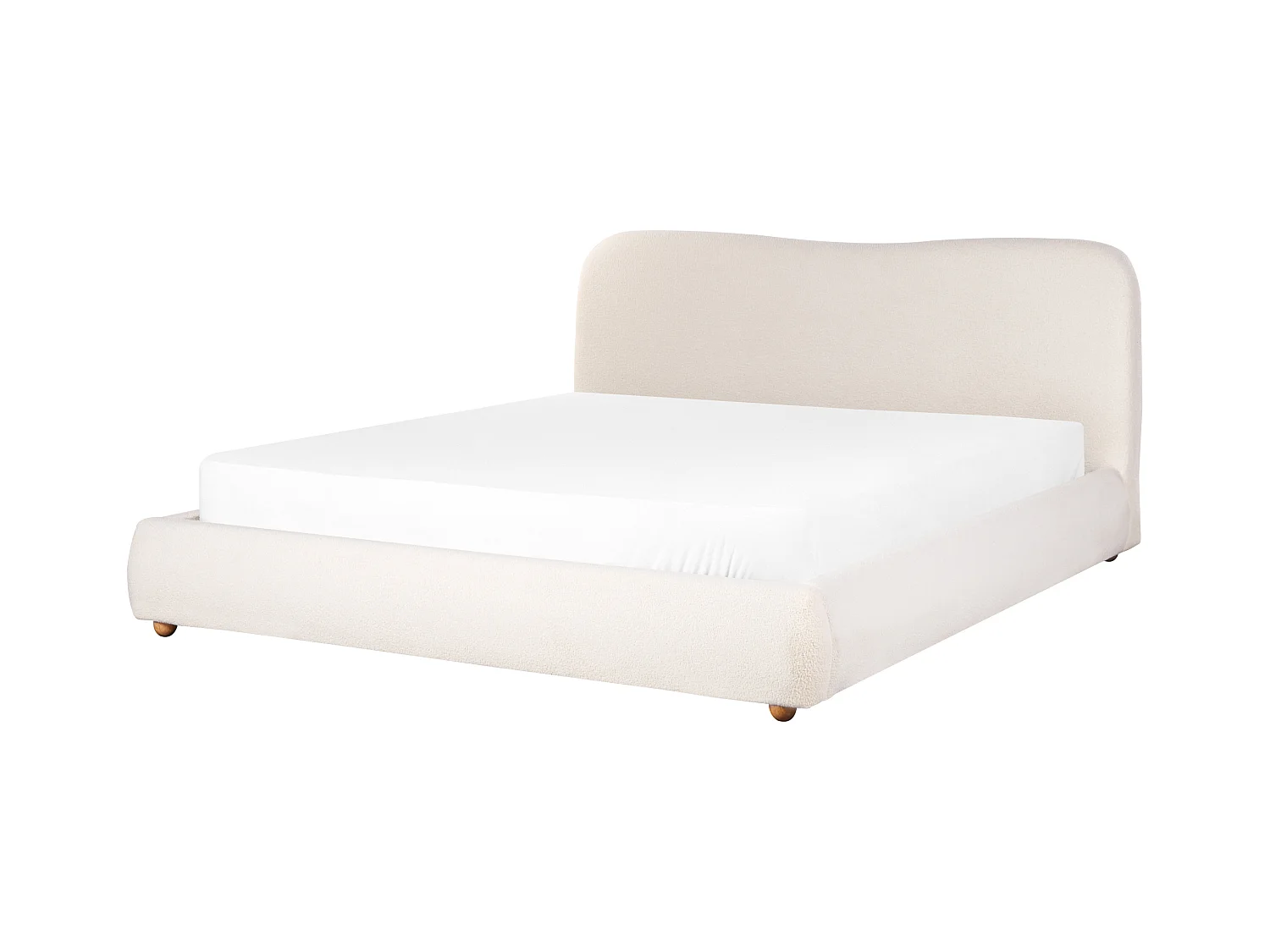 Letto contenitore Bouclé BLAGNAC 180 x 200 cm Bianco sporco