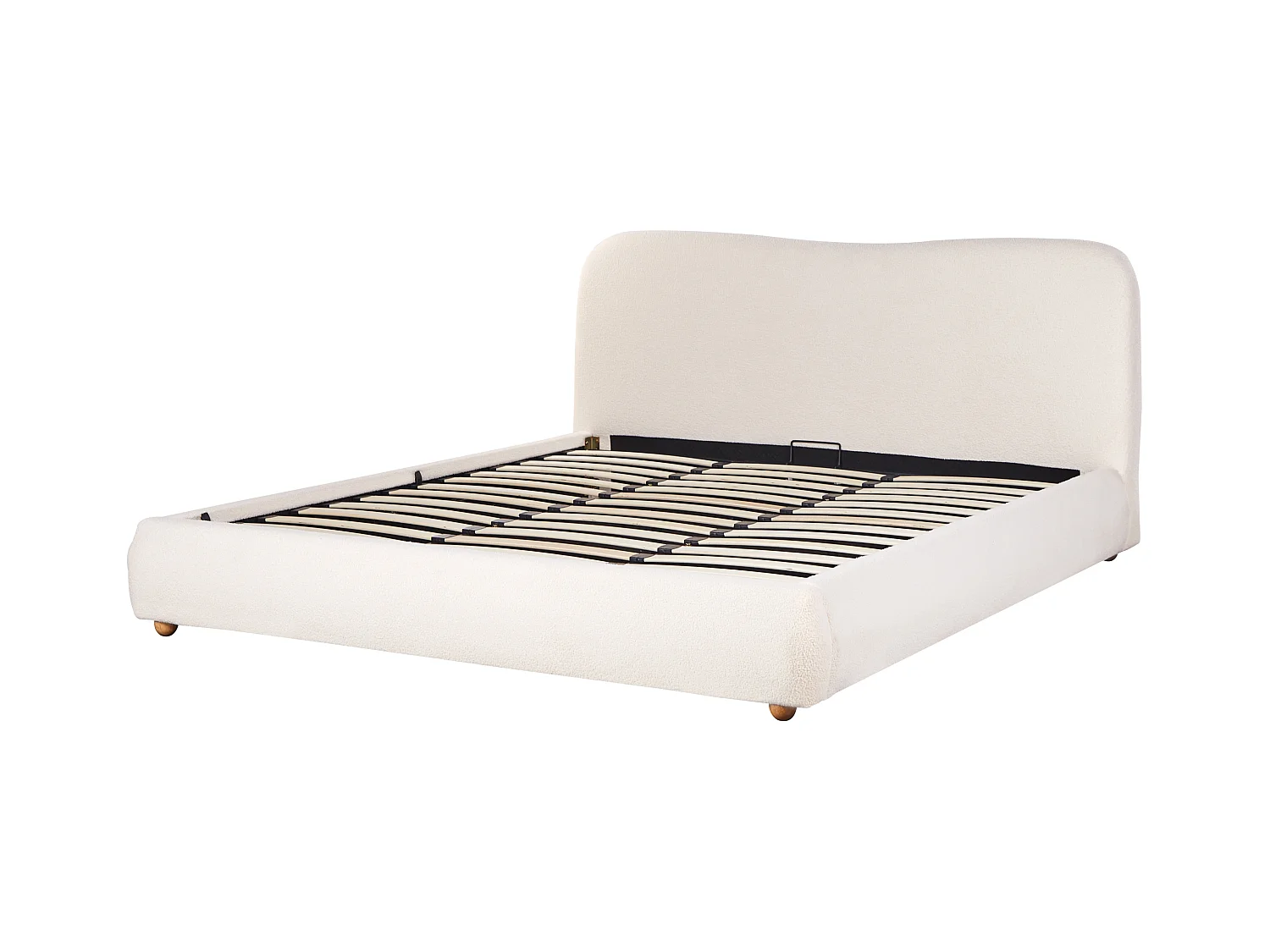Letto contenitore Bouclé BLAGNAC 180 x 200 cm Bianco sporco