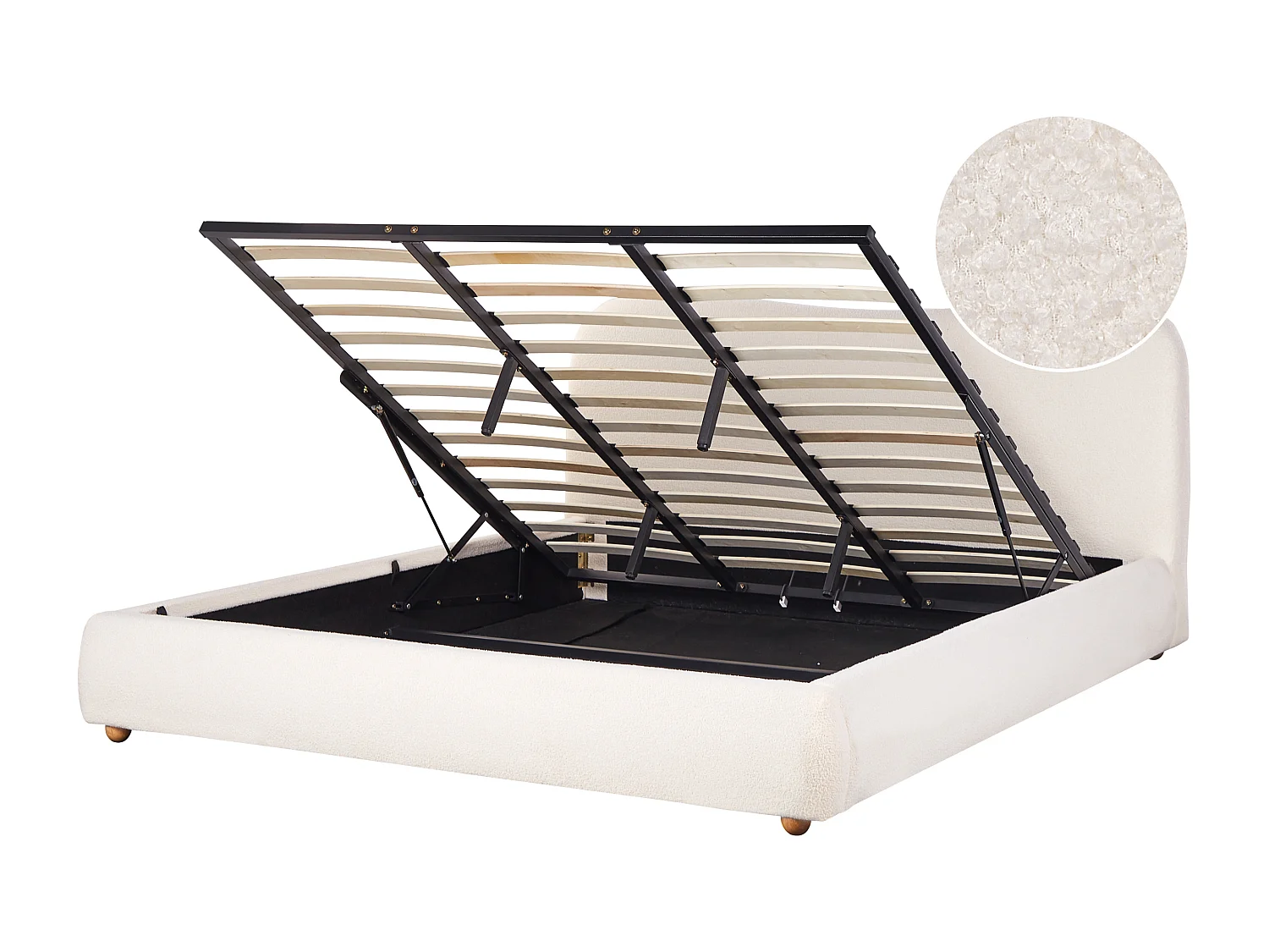 Lit ottoman Bouclé BLAGNAC 180 x 200 cm Blanc cassé