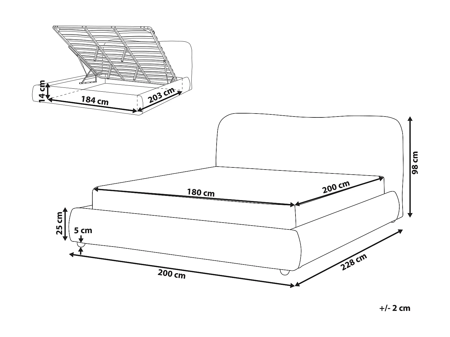 Lit ottoman Bouclé BLAGNAC 180 x 200 cm Blanc cassé