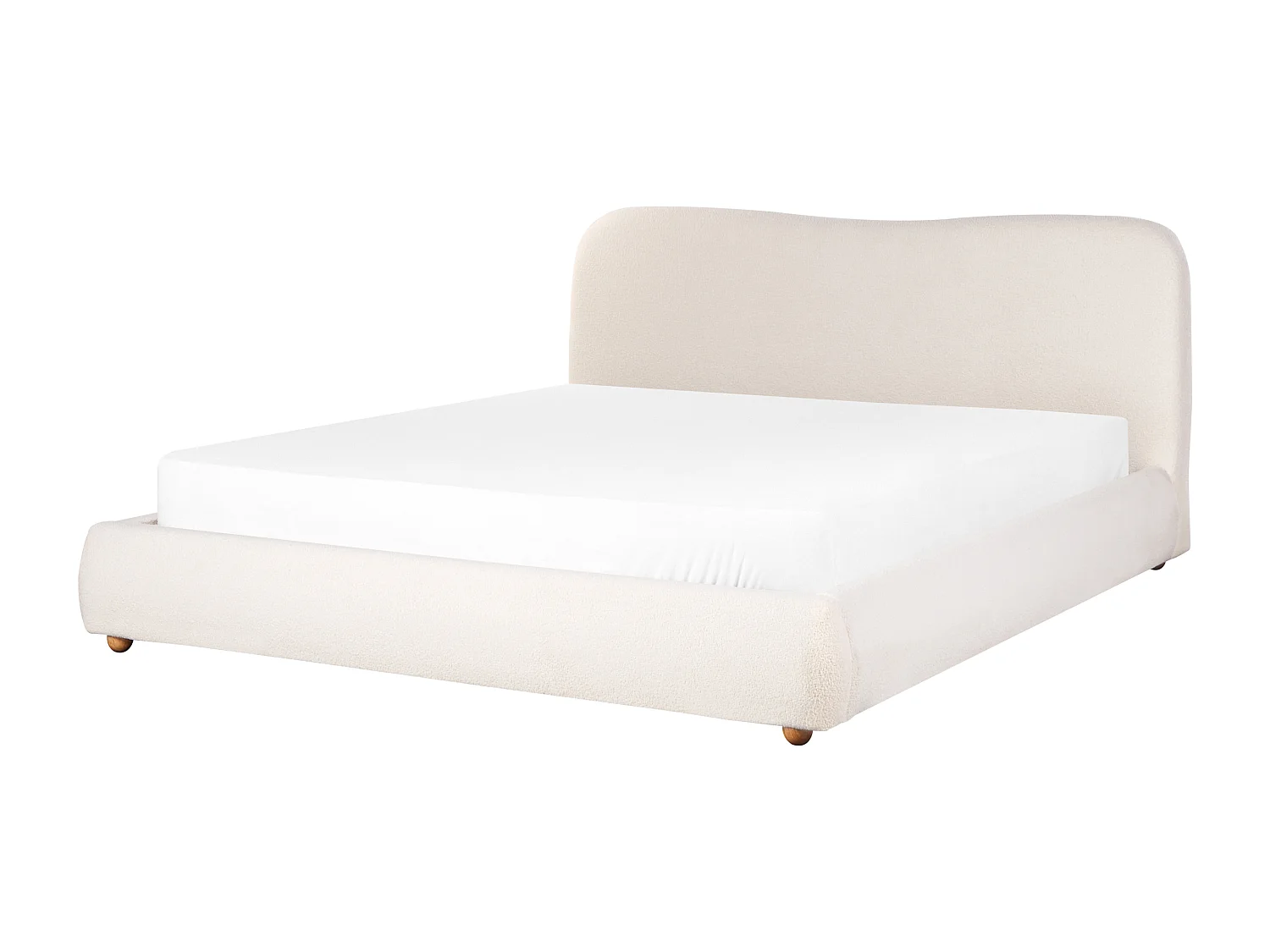 Lit ottoman Bouclé BLAGNAC 180 x 200 cm Blanc cassé
