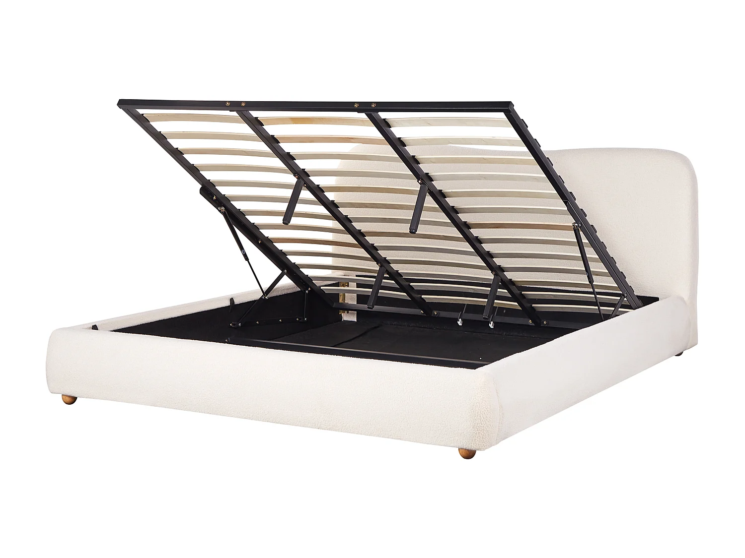 Letto contenitore Bouclé BLAGNAC 180 x 200 cm Bianco sporco