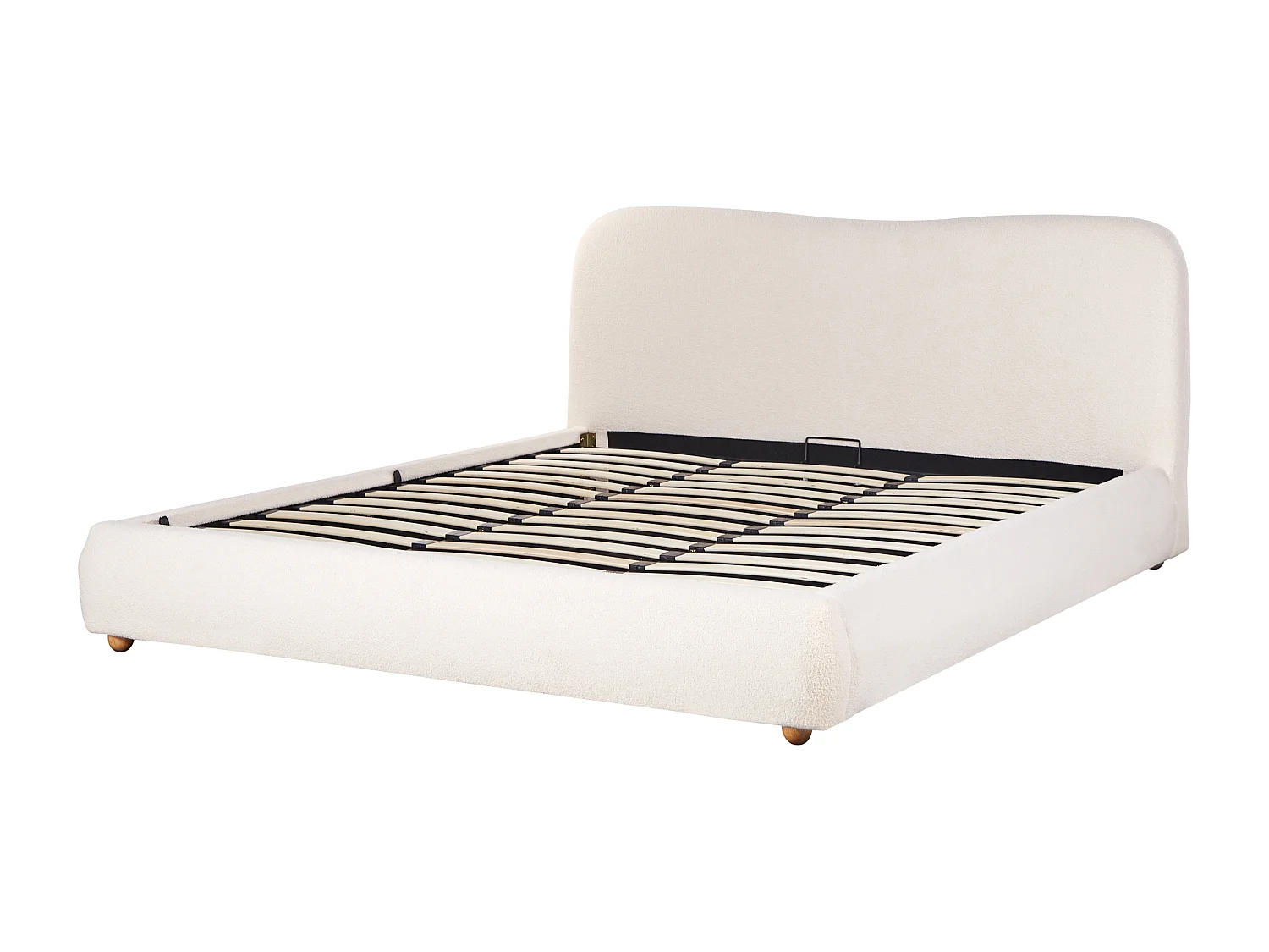 Letto contenitore Bouclé BLAGNAC 180 x 200 cm Bianco sporco