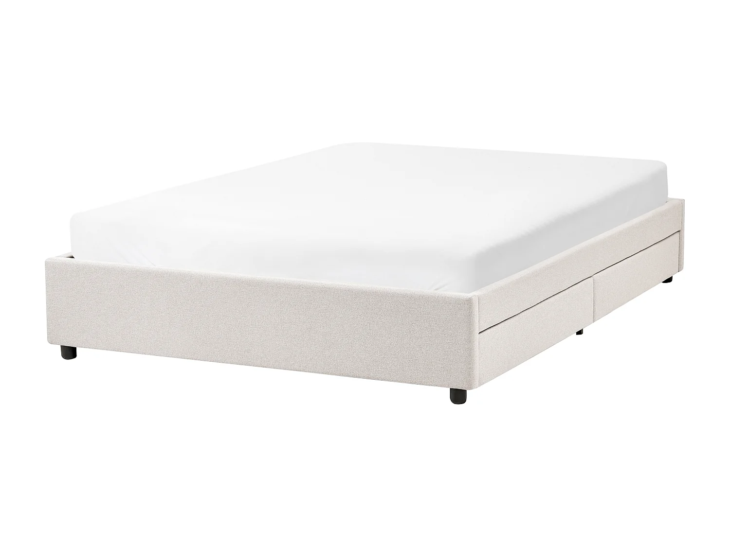 Bed with Storage Drawers without Headboard PRADES Fabric Light Beige 140 x 200 cm (EU Double)