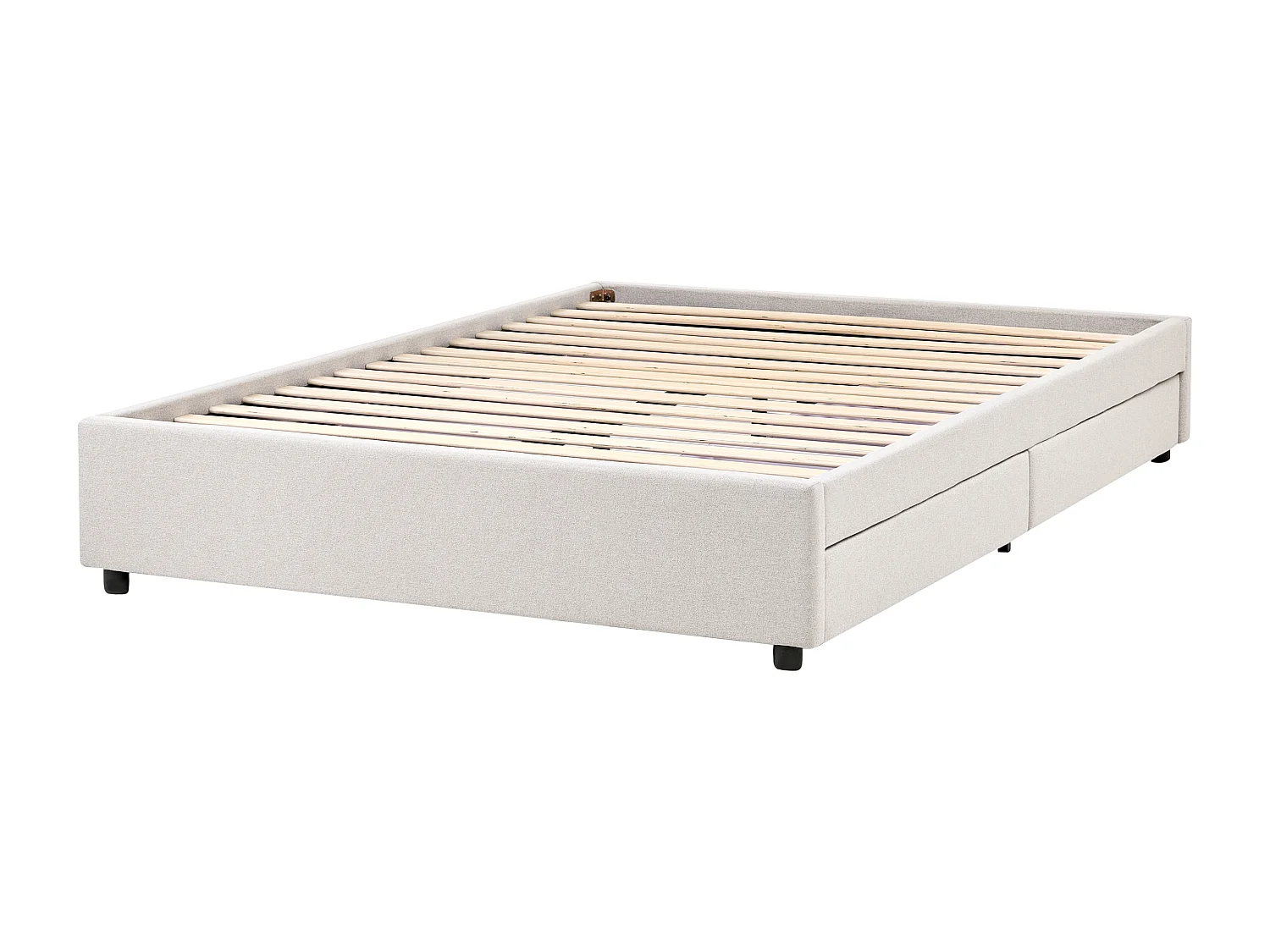 Bed with Storage Drawers without Headboard PRADES Fabric Light Beige 140 x 200 cm (EU Double)