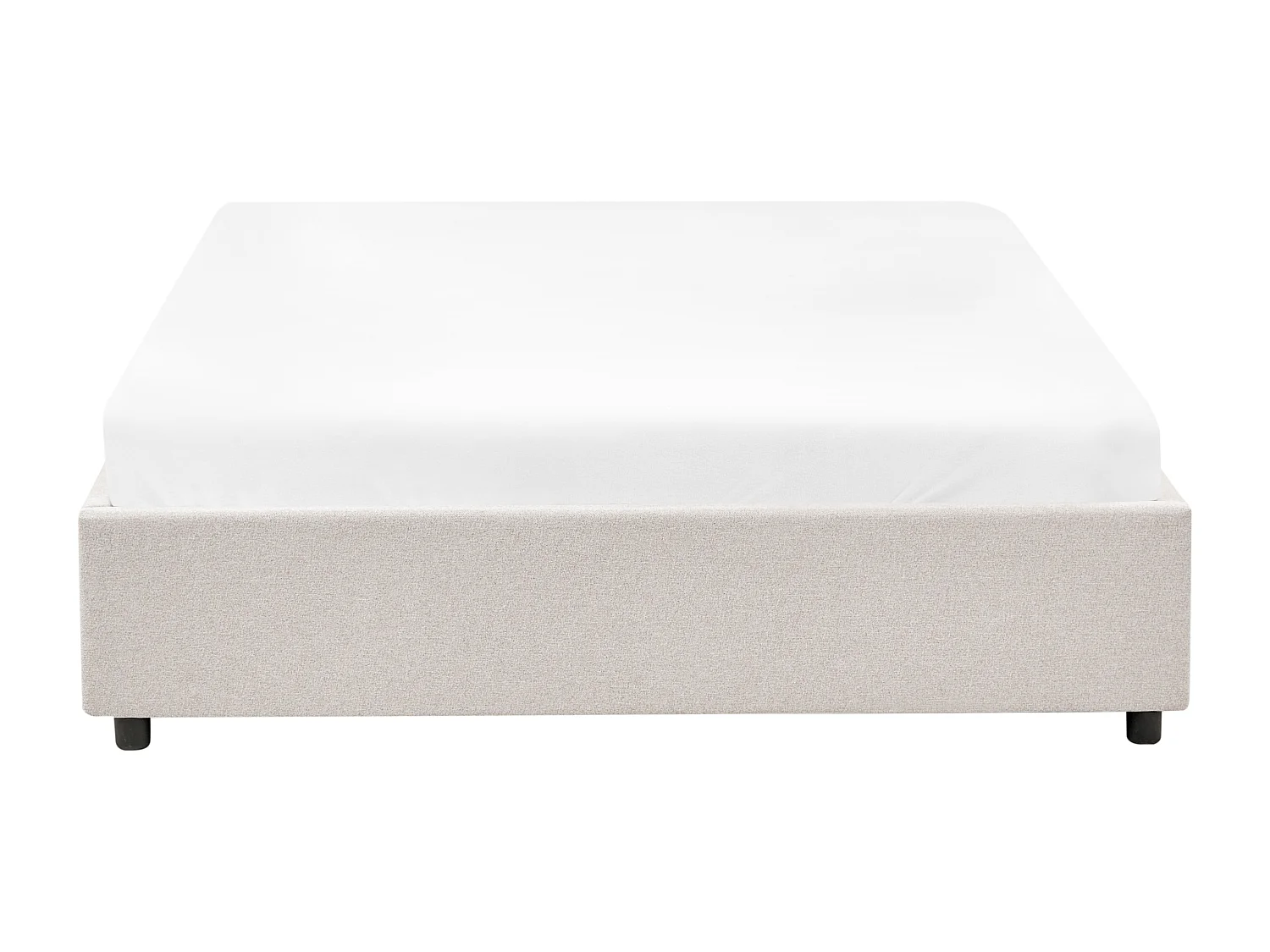 Bed with Storage Drawers without Headboard PRADES Fabric Light Beige 140 x 200 cm (EU Double)
