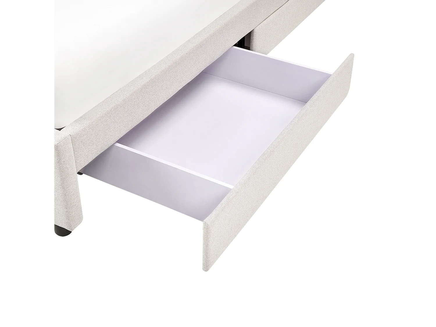 Bed with Storage Drawers without Headboard PRADES Fabric Light Beige 140 x 200 cm (EU Double)