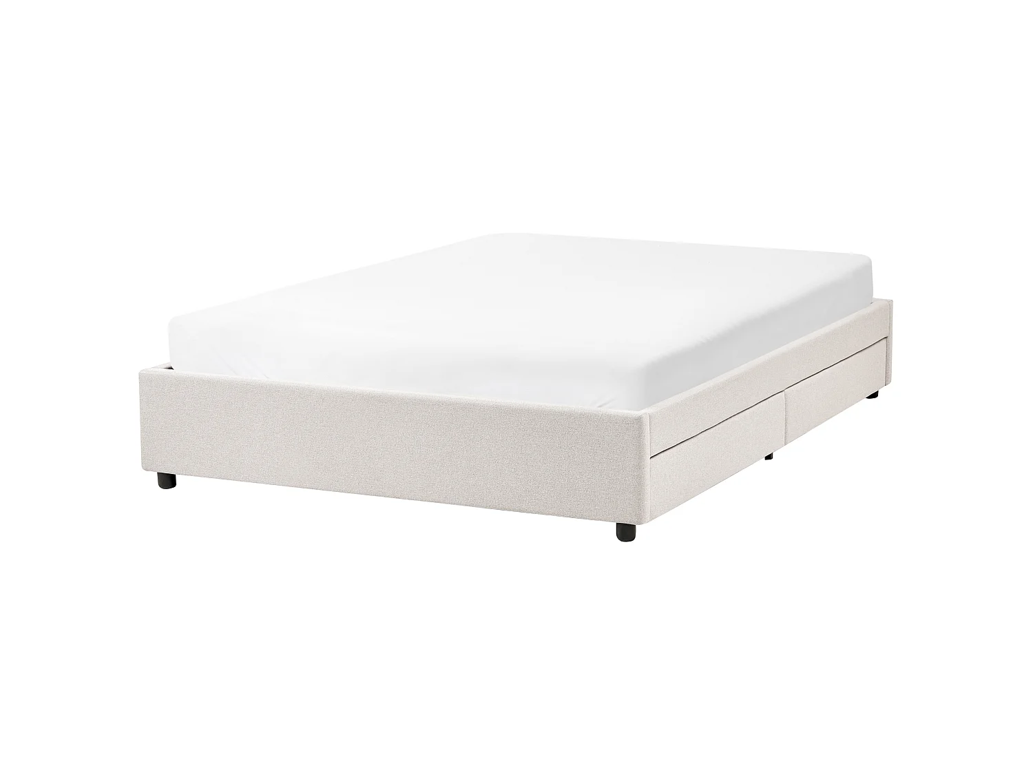 Bed with Storage Drawers without Headboard PRADES Fabric Light Beige 140 x 200 cm (EU Double)